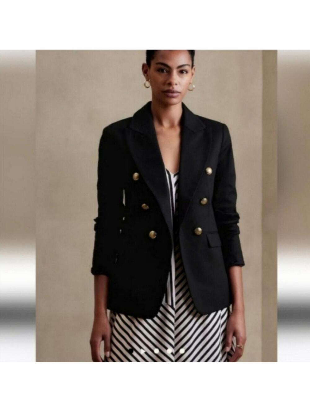 NWT Banana Republic Icon Blazer black Gold Buttons
